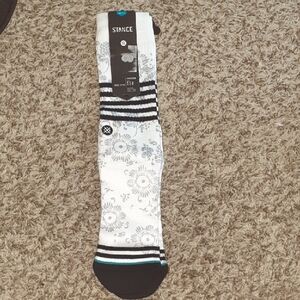 Stance Casual Socks White and Black Floral Stripes